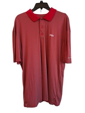 AFTCO XXL Performance Polo Red Gray Stripe Fishing Shirt Men’s Outdoor
